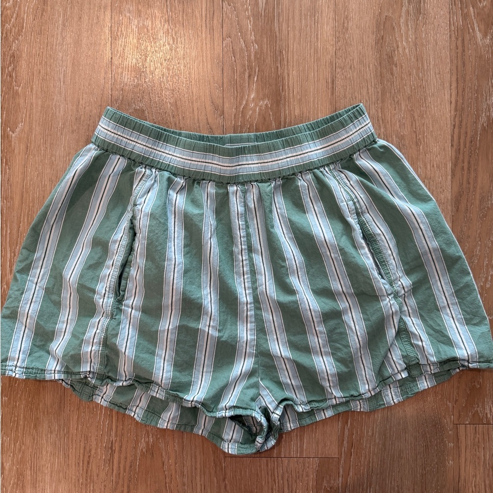 Free People Green Striped Boxer Shorts